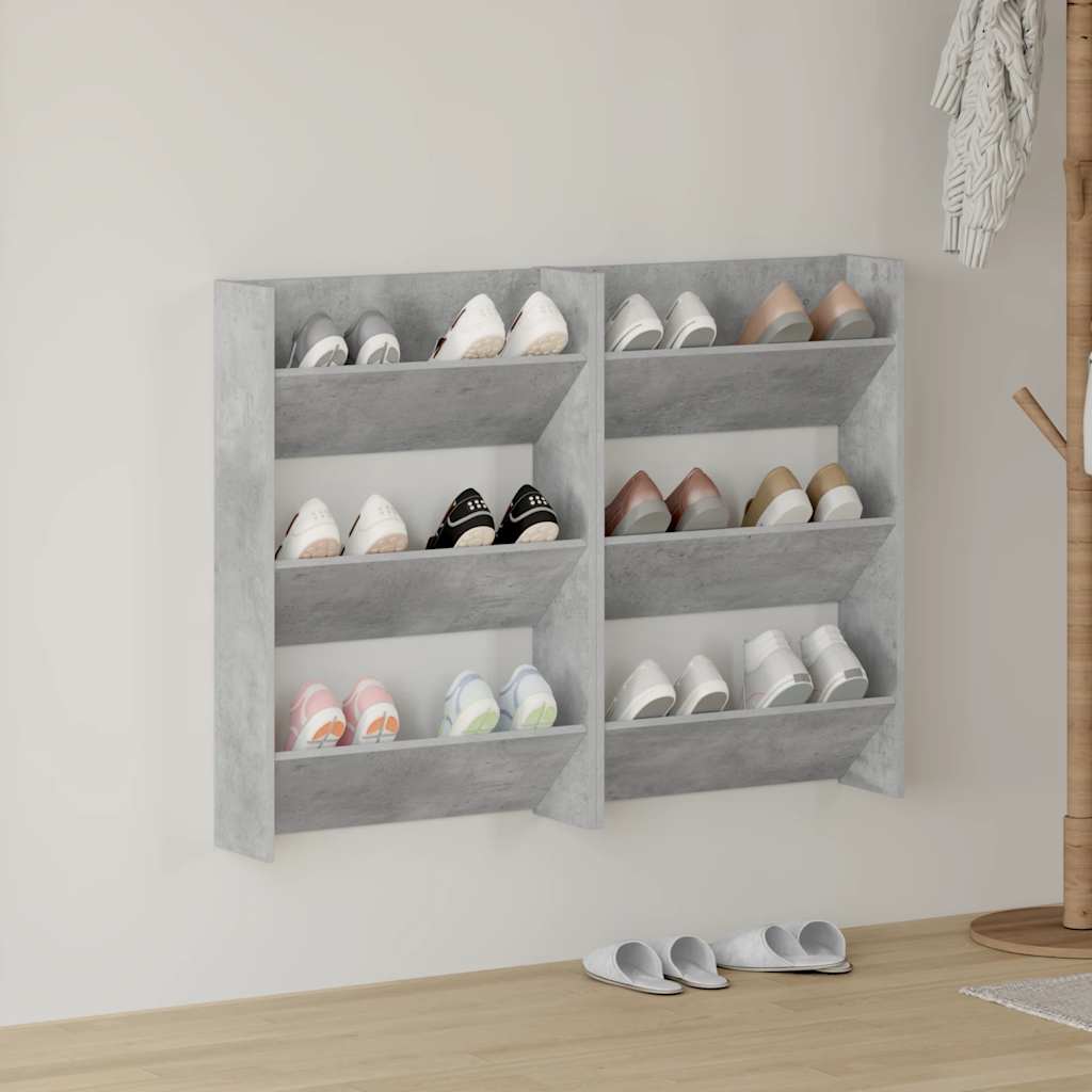 vidaXL Seinäkenkäkaapit 2 kpl betoninharmaa 60x18x90 cm lastulevy