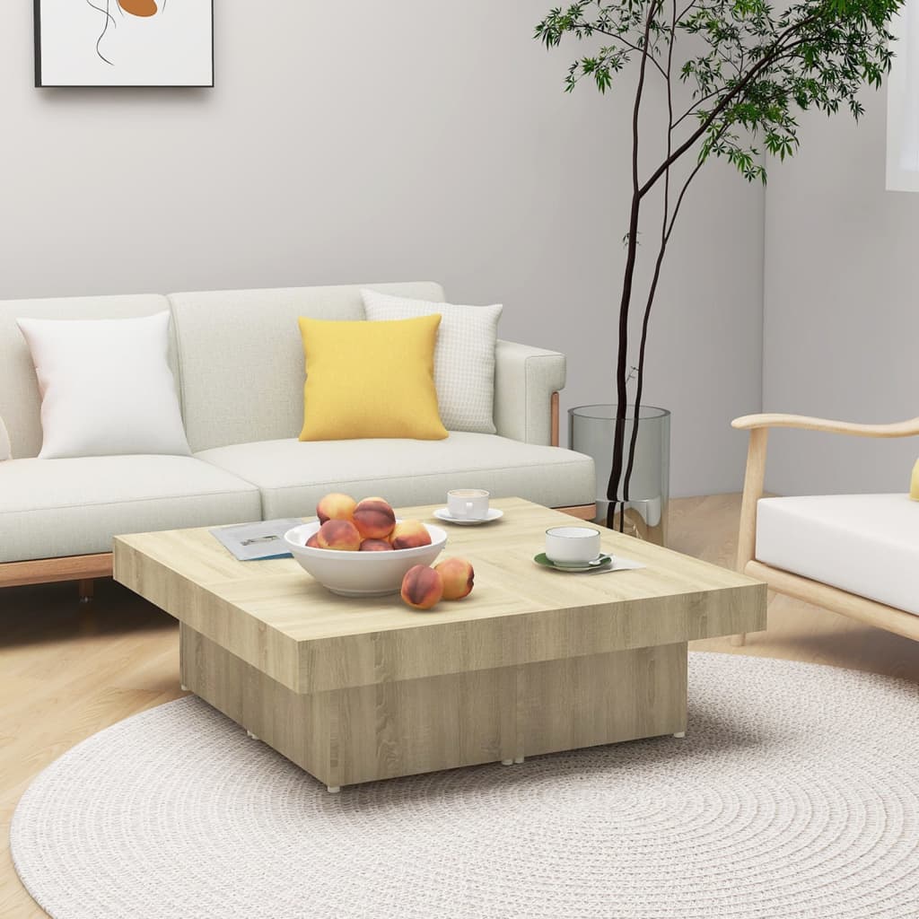 vidaXL Sohvapöytä Sonoma-tammi 90x90x28 cm lastulevy