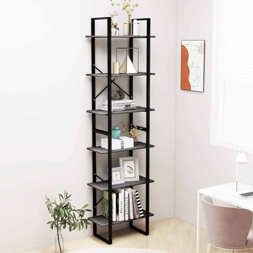 vidaXL Säilytyshylly harmaa 60x30x210 cm tekninen puu