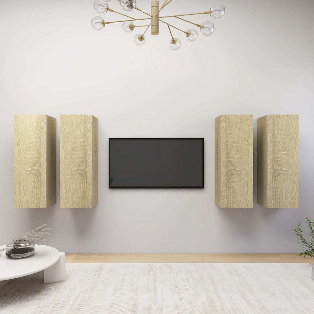 vidaXL TV-tasot 4 kpl Sonoma-tammi 30,5x30x90 cm tekninen puu