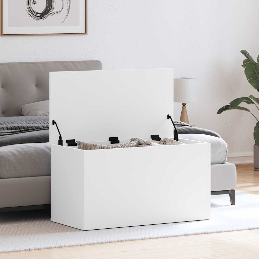 vidaXL Säilytysarkku valkoinen 84x42x46 cm tekninen puu