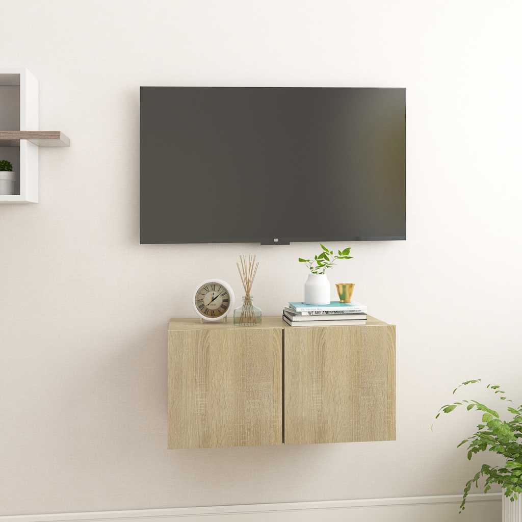 vidaXL Seinäkiinnitettävä TV-taso Sonoma-tammi 60x30x30 cm