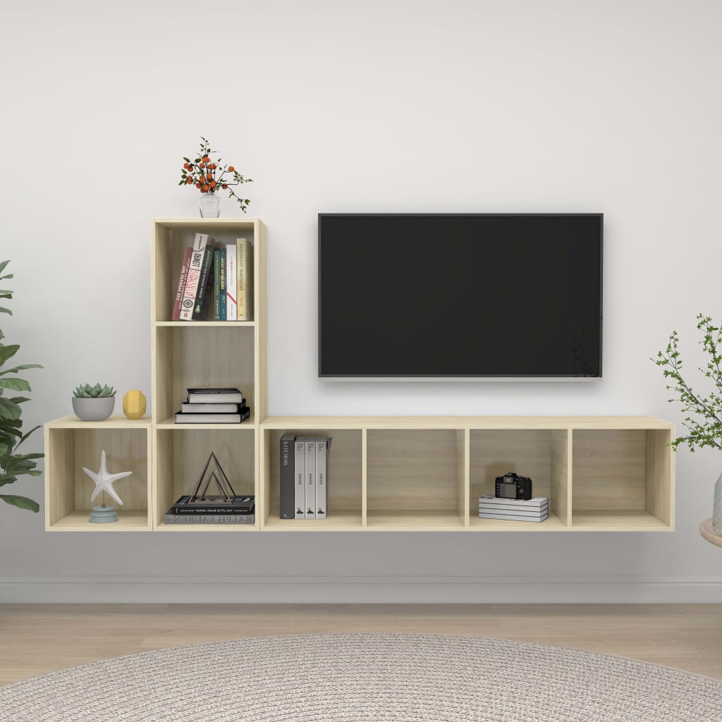 vidaXL 3-osainen TV-kaappisarja Sonoma-tammi lastulevy