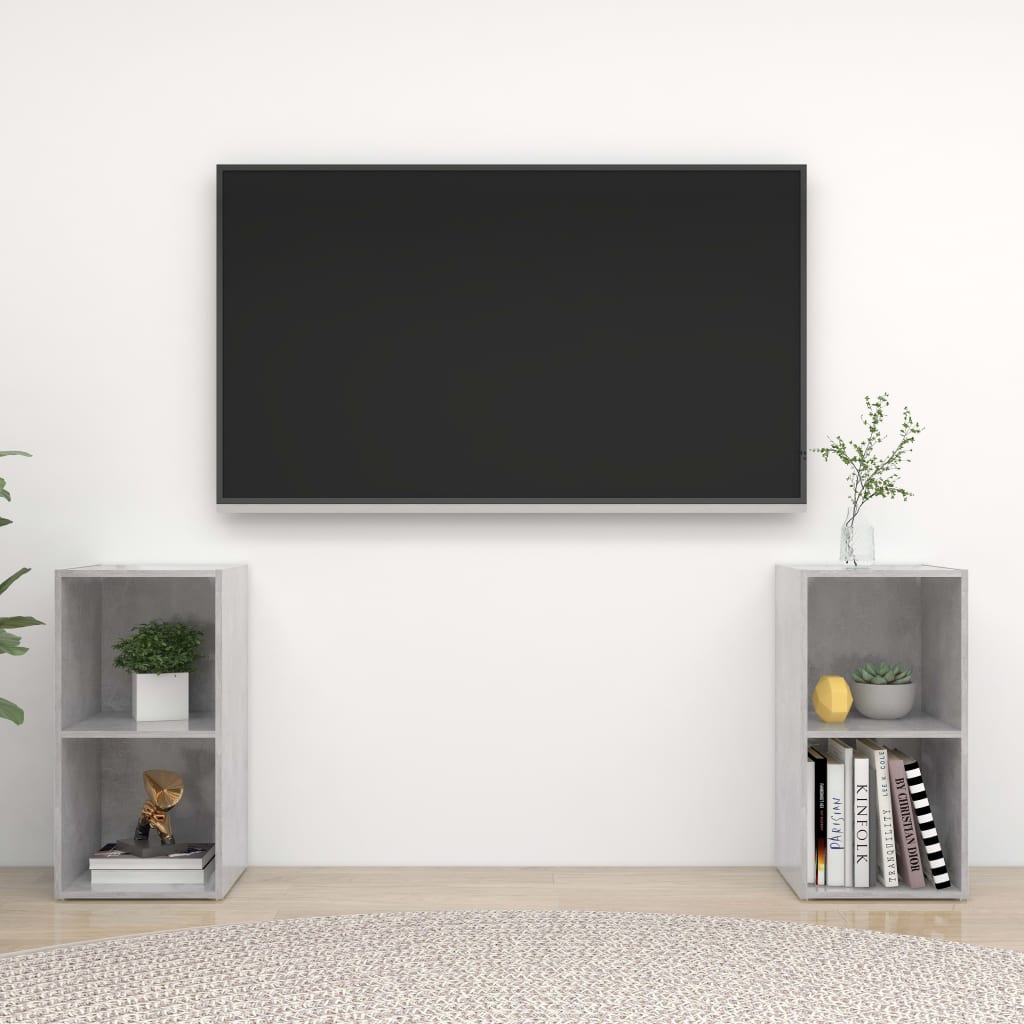 vidaXL TV-tasot 2 kpl betoninharmaa 72x35x36,5 cm tekninen puu