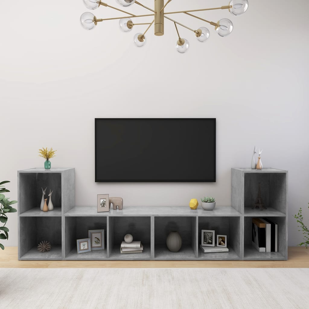 vidaXL TV-tasot 4 kpl betoninharmaa 72x35x36,5 cm tekninen puu