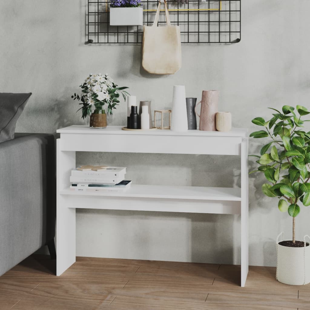 vidaXL Konsolipöytä valkoinen 102x30x80 cm tekninen puu