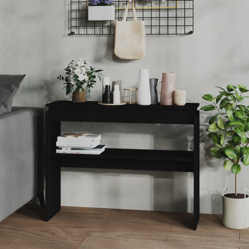 vidaXL Konsolipöytä musta 102x30x80 cm tekninen puu