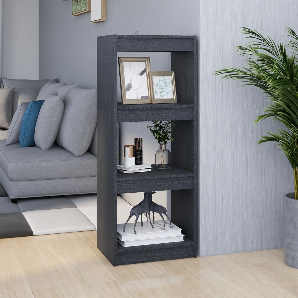 vidaXL Kirjahylly/tilanjakaja harmaa 40x30x103,5 cm täysi mänty