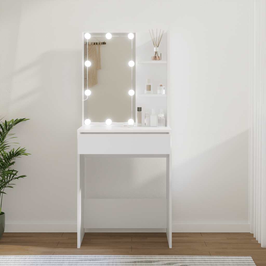 VidaXL Peilipöytä LED-valoilla valkoinen 60x40x140 cm