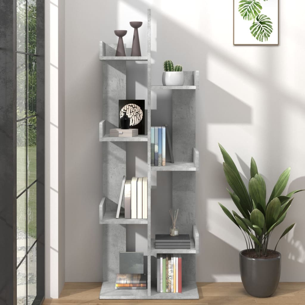 vidaXL Kirjahylly betoninharmaa 48x25,5x140 cm lastulevy
