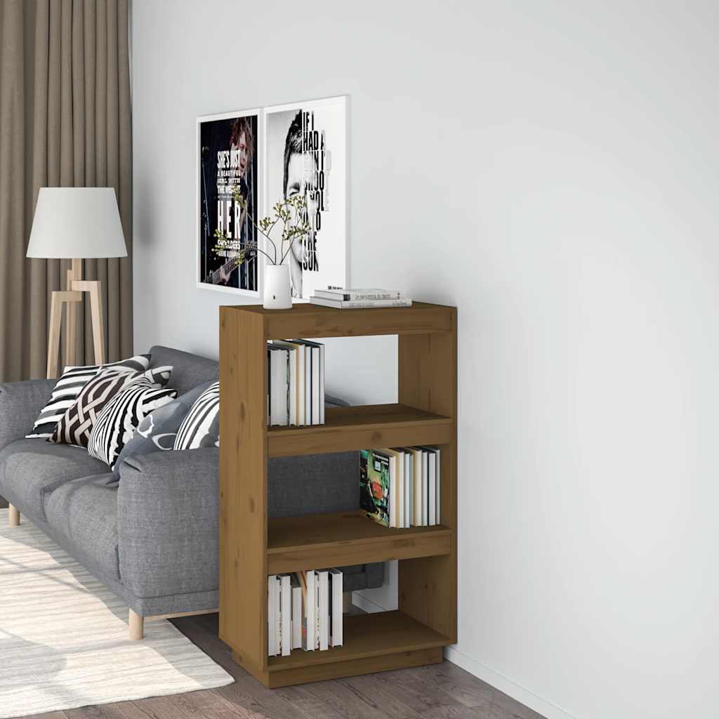 vidaXL Kirjahylly/tilanjakaja hunajanruskea 60x35x103 cm täysi mänty