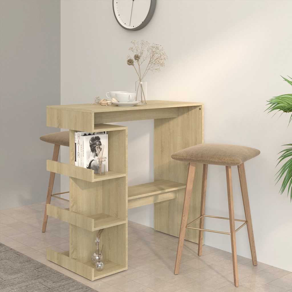 vidaXL Baaripöytä telineellä Sonoma-tammi 100x50x101,5 cm tekninen puu