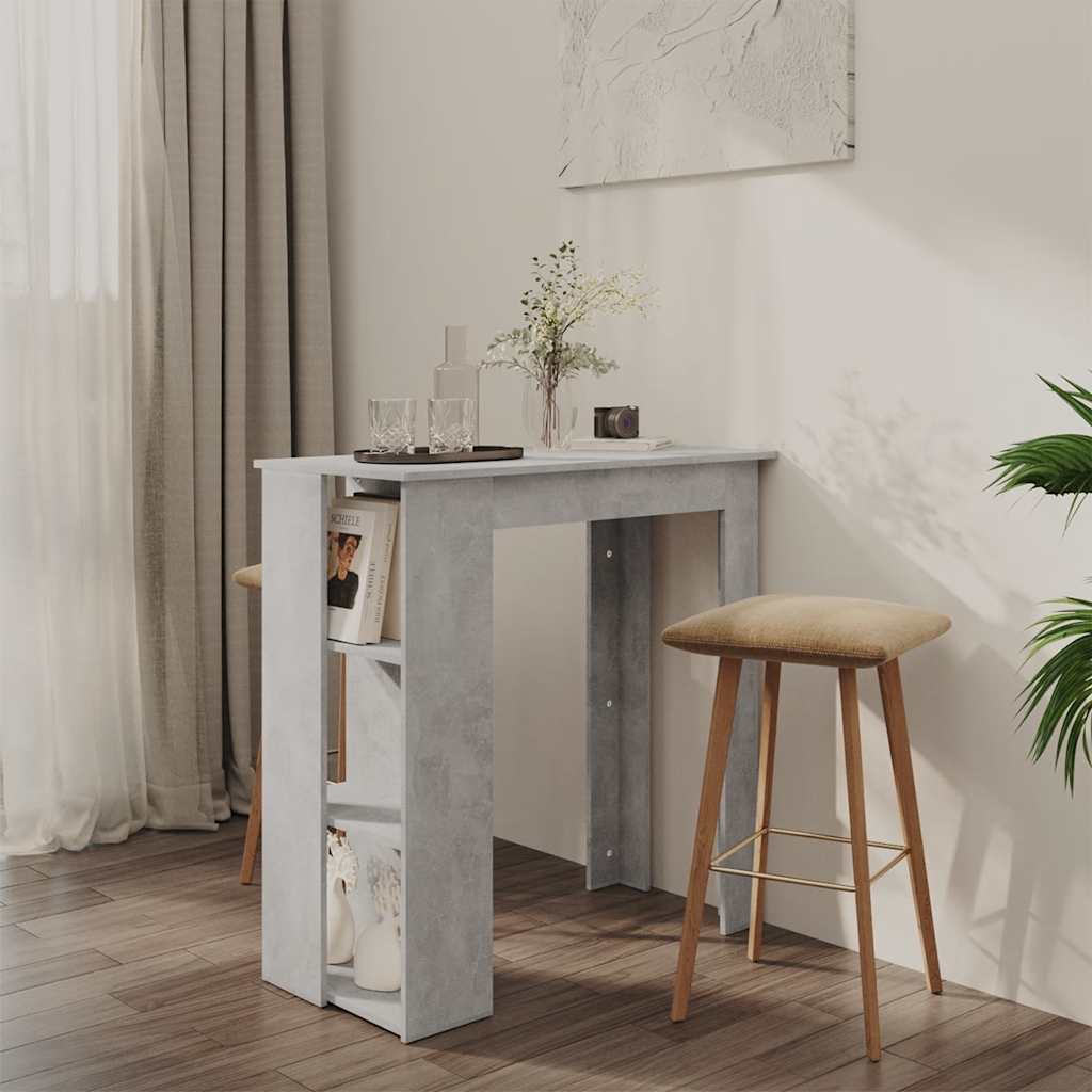 vidaXL Baaripöytä hyllyllä betoninharmaa 102x50x103,5 cm tekninen puu