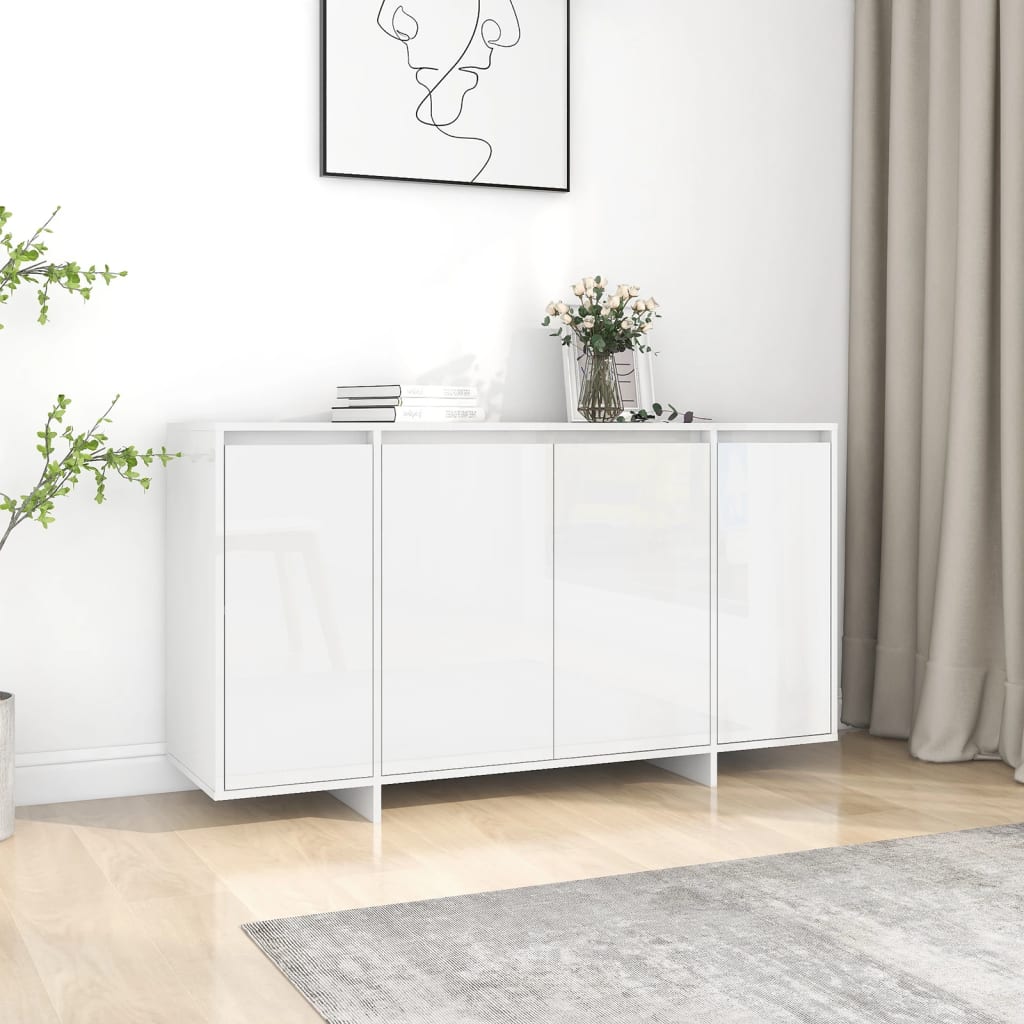 vidaXL Senkki korkeakiilto valkoinen 135x41x75 cm tekninen puu