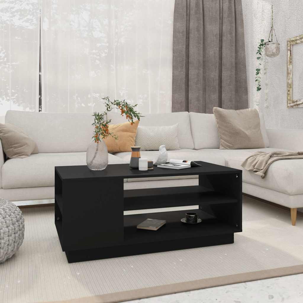 vidaXL Sohvapöytä musta 102x55x43 cm lastulevy