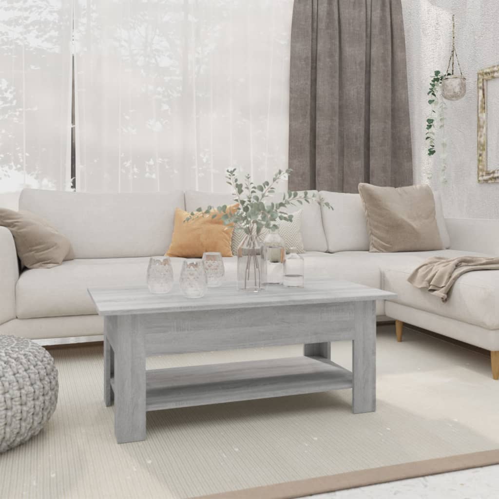 vidaXL Sohvapöytä harmaa Sonoma 102x55x42 cm tekninen puu