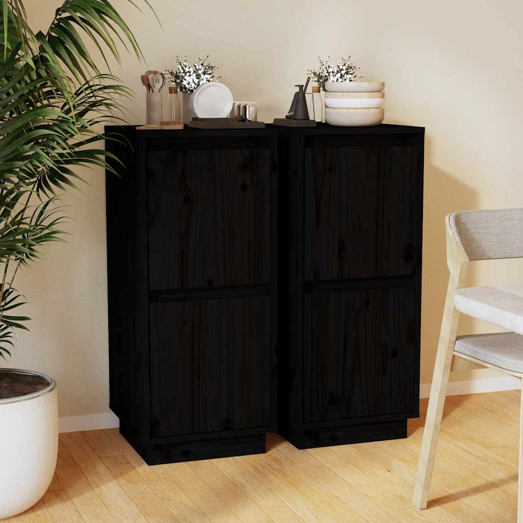 vidaXL Senkit 2 kpl musta 31,5x34x75 cm täysi mänty