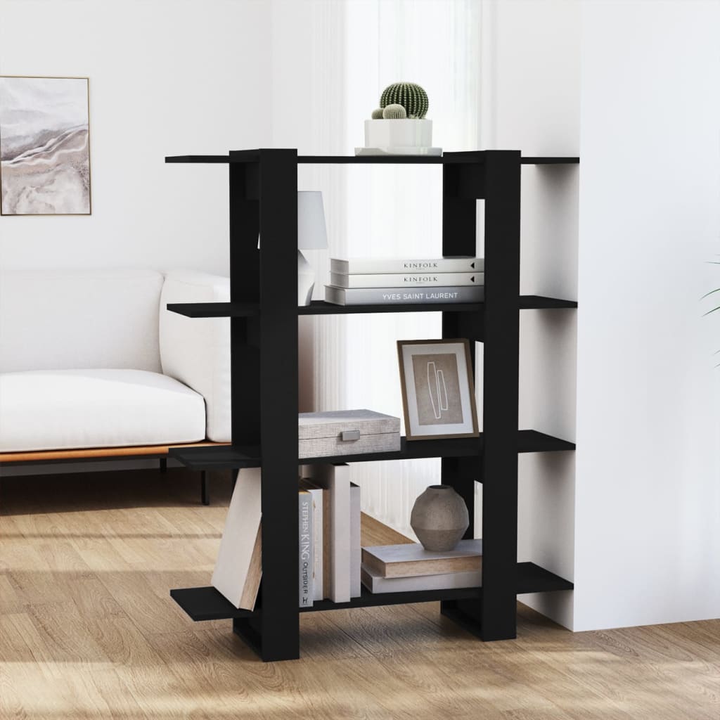 vidaXL Kirjahylly/tilanjakaja musta 100x30x123,5 cm lastulevy