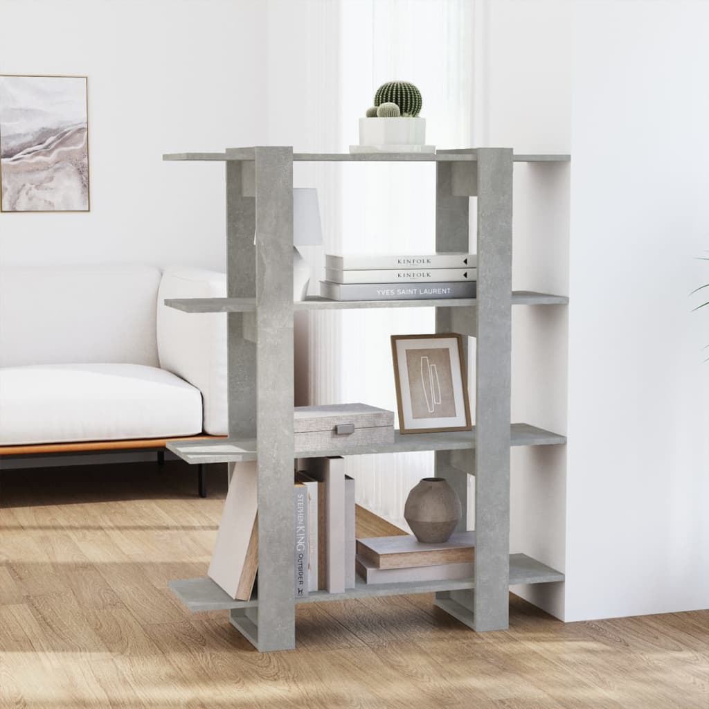 vidaXL Kirjahylly/tilanjakaja betoninharmaa 100x30x123,5 cm