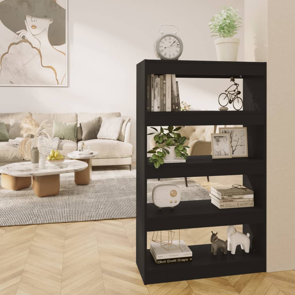vidaXL Kirjahylly/tilanjakaja musta 80x30x135 cm tekninen puu