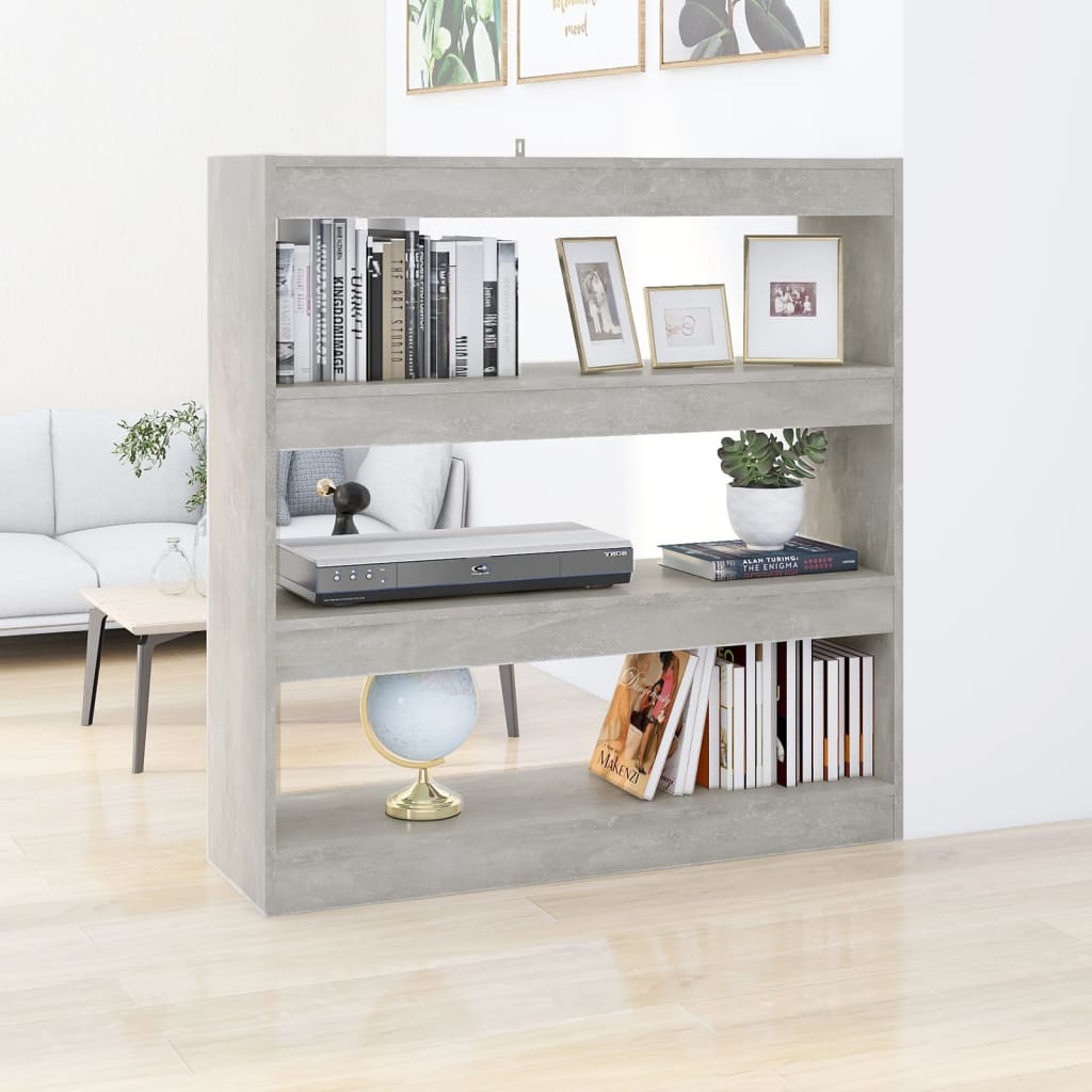 vidaXL Kirjahylly/tilanjakaja betoninharmaa 100x30x103 cm