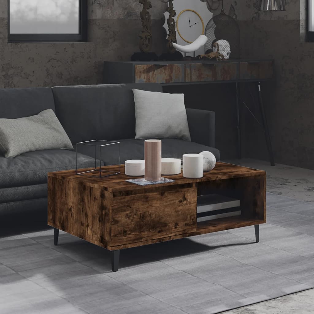 vidaXL Sohvapöytä savutammi 90x60x35 cm tekninen puu