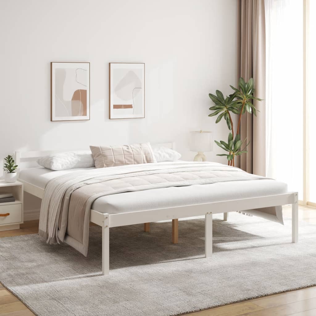 vidaXL Vanhusten sänky valkoinen 180x200 cm Super King täysi mänty