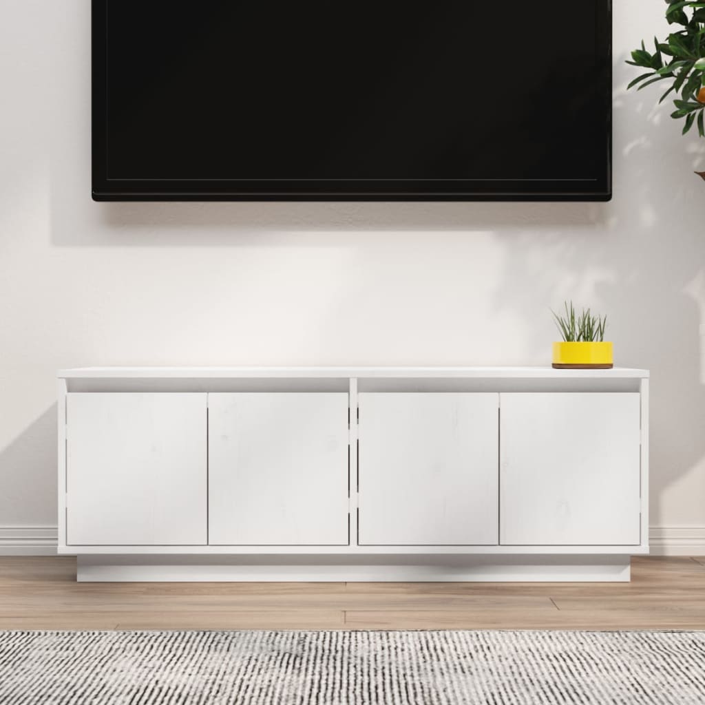 vidaXL TV-taso valkoinen 110x34x40 cm täysi mänty