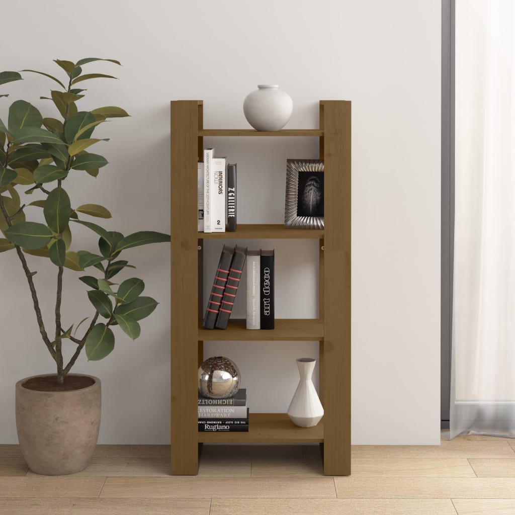 vidaXL Kirjahylly/tilanjakaja hunajanruskea 60x35x125 cm täysi mänty