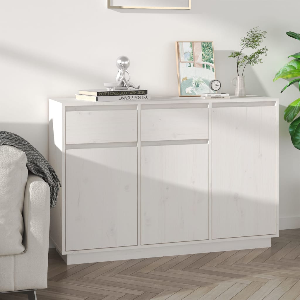 vidaXL Senkki valkoinen 110x34x75 cm täysi mänty