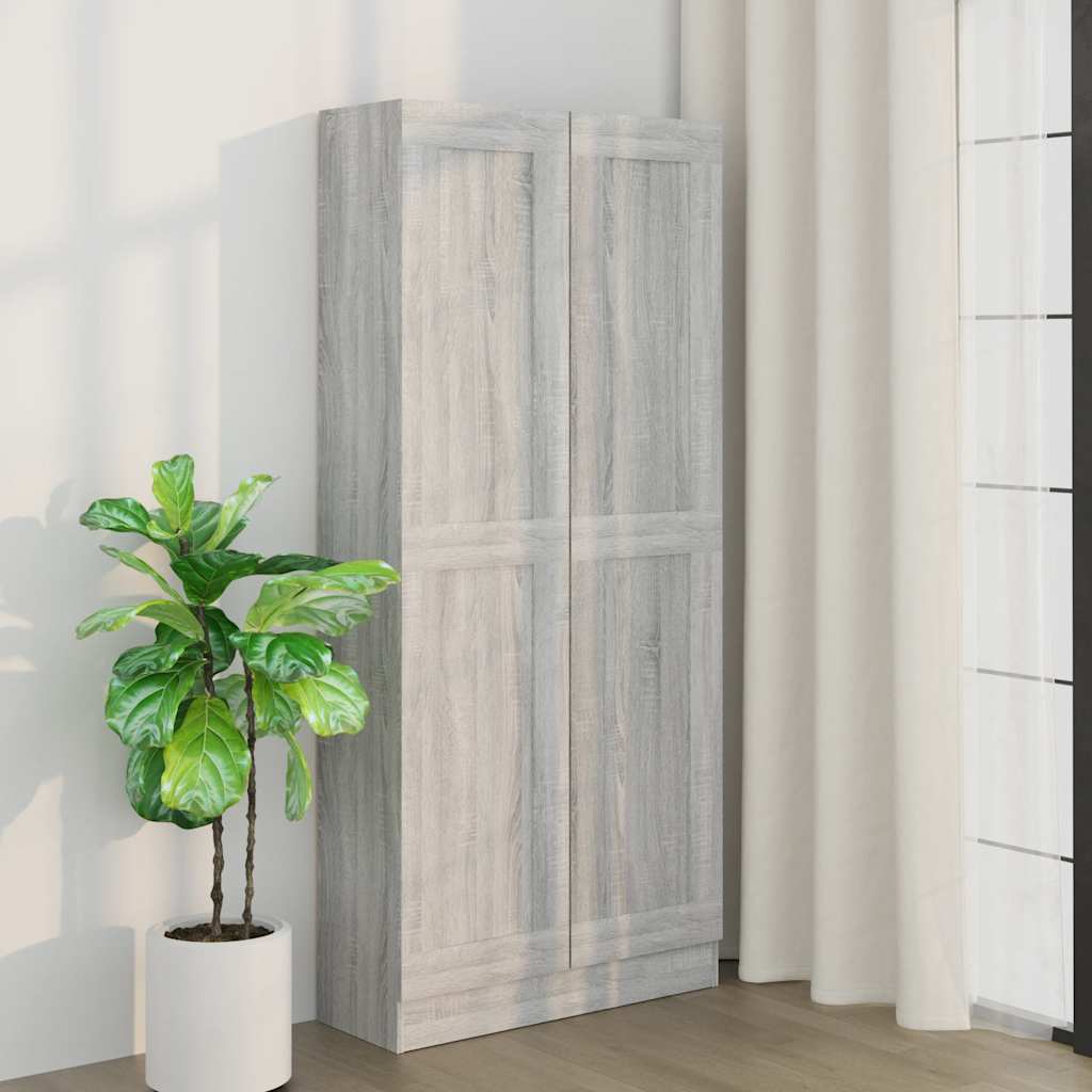 vidaXL Kirjakaappi harmaa Sonoma 82,5x30,5x185,5 cm tekninen puu
