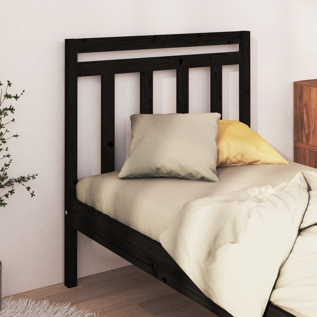 vidaXL Sängynpääty musta 96x4x100 cm täysi mänty