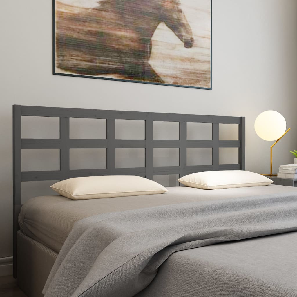 vidaXL Sängynpääty harmaa 205,5x4x100 cm täysi mänty