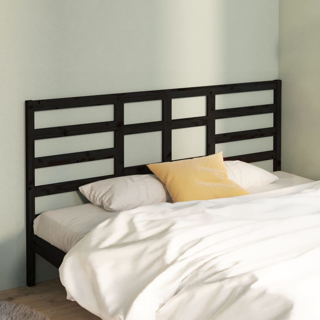 vidaXL Sängynpääty musta 206x4x104 cm täysi mänty