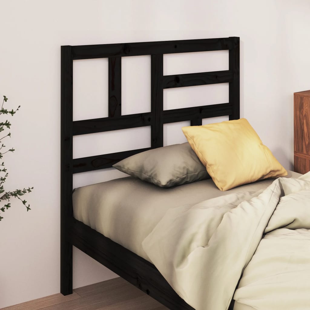 vidaXL Sängynpääty musta 96x4x104 cm täysi mänty