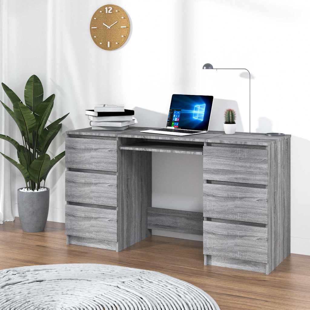 vidaXL Työpöytä harmaa Sonoma 140x50x77 cm tekninen puu