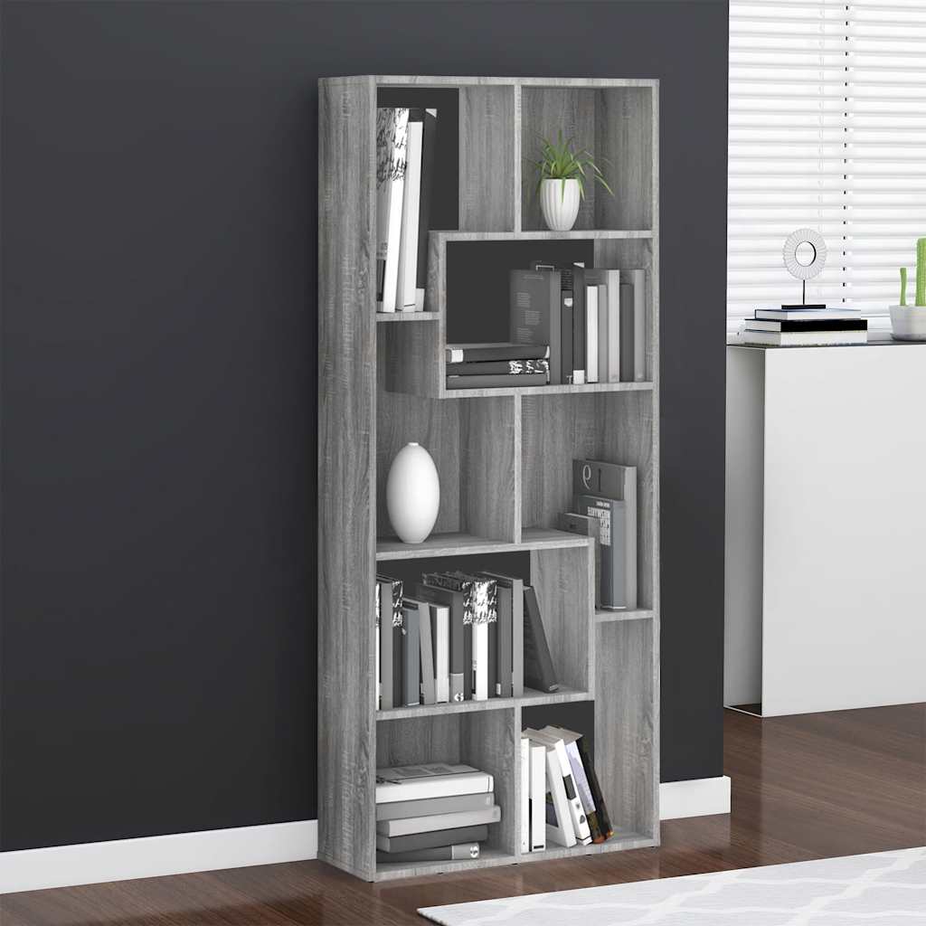 vidaXL Kirjahylly harmaa Sonoma 67x24x161 cm tekninen puu