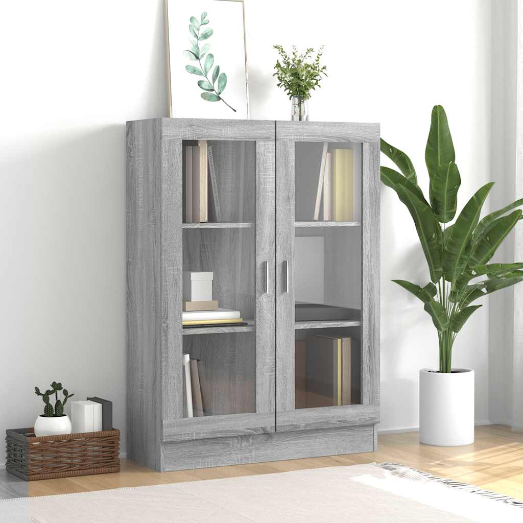 vidaXL Vitriinikaappi harmaa Sonoma 82,5x30,5x115 cm tekninen puu