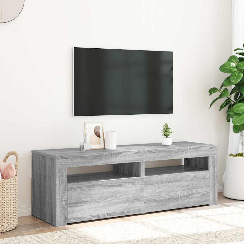 vidaXL TV-taso LED-valoilla harmaa Sonoma 120x35x40 cm