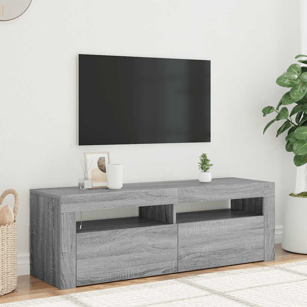vidaXL TV-taso LED-valoilla harmaa Sonoma 120x35x40 cm