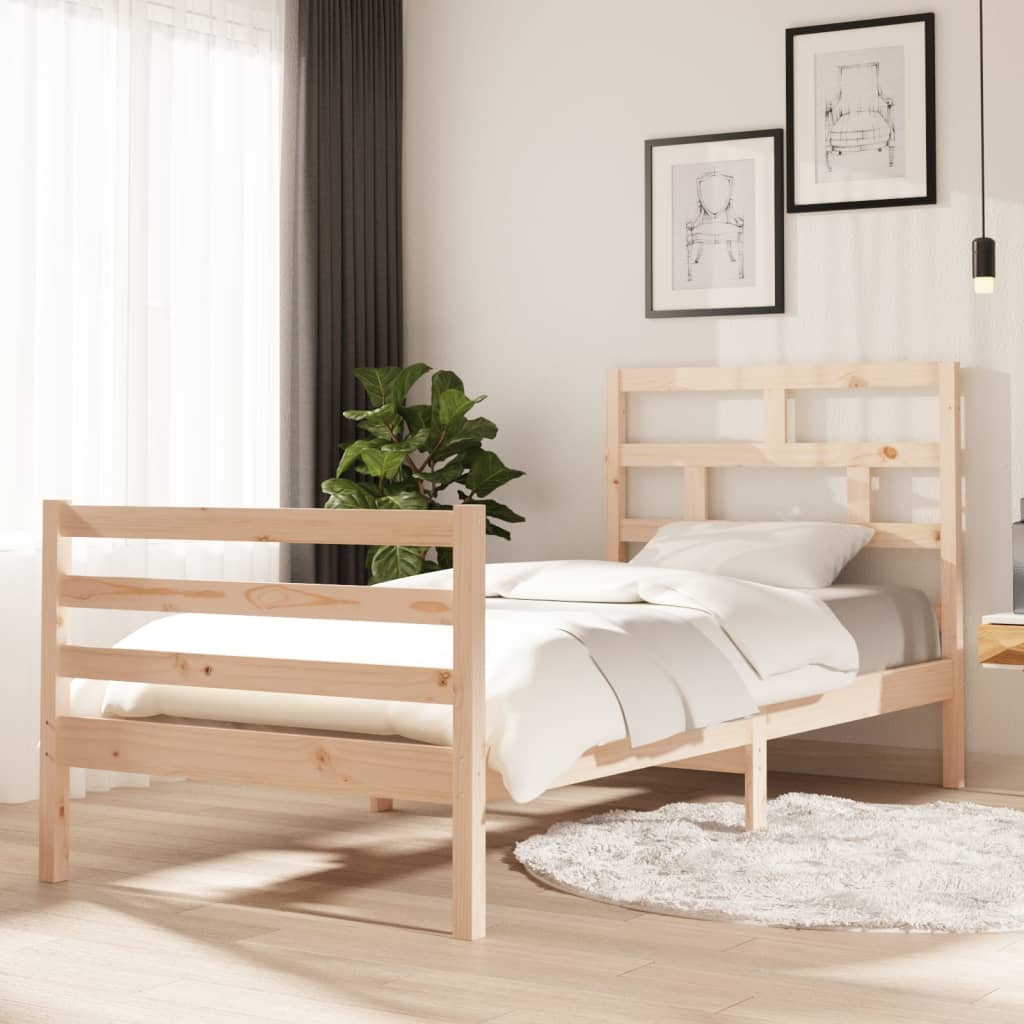 vidaXL Sängynrunko täysi mänty 90x200 cm