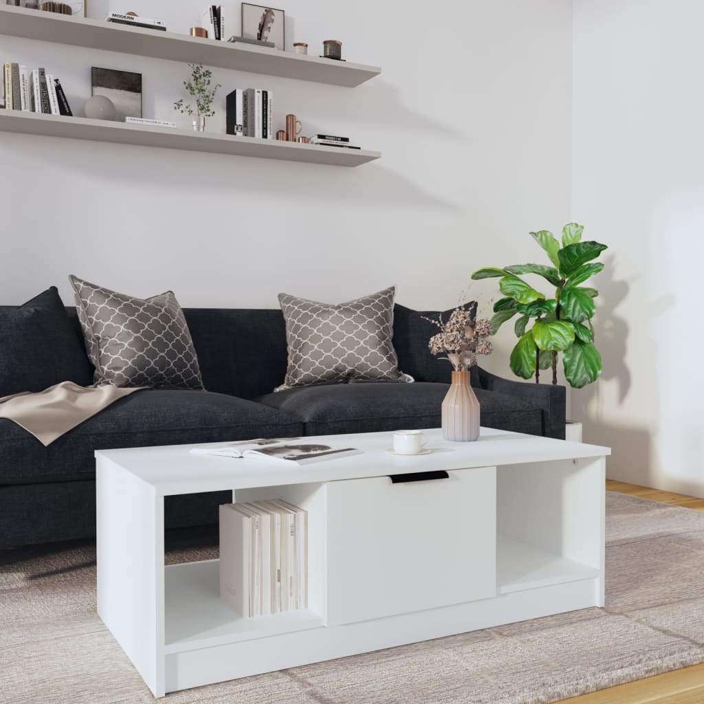 vidaXL Sohvapöytä valkoinen 102x50x36 cm tekninen puu