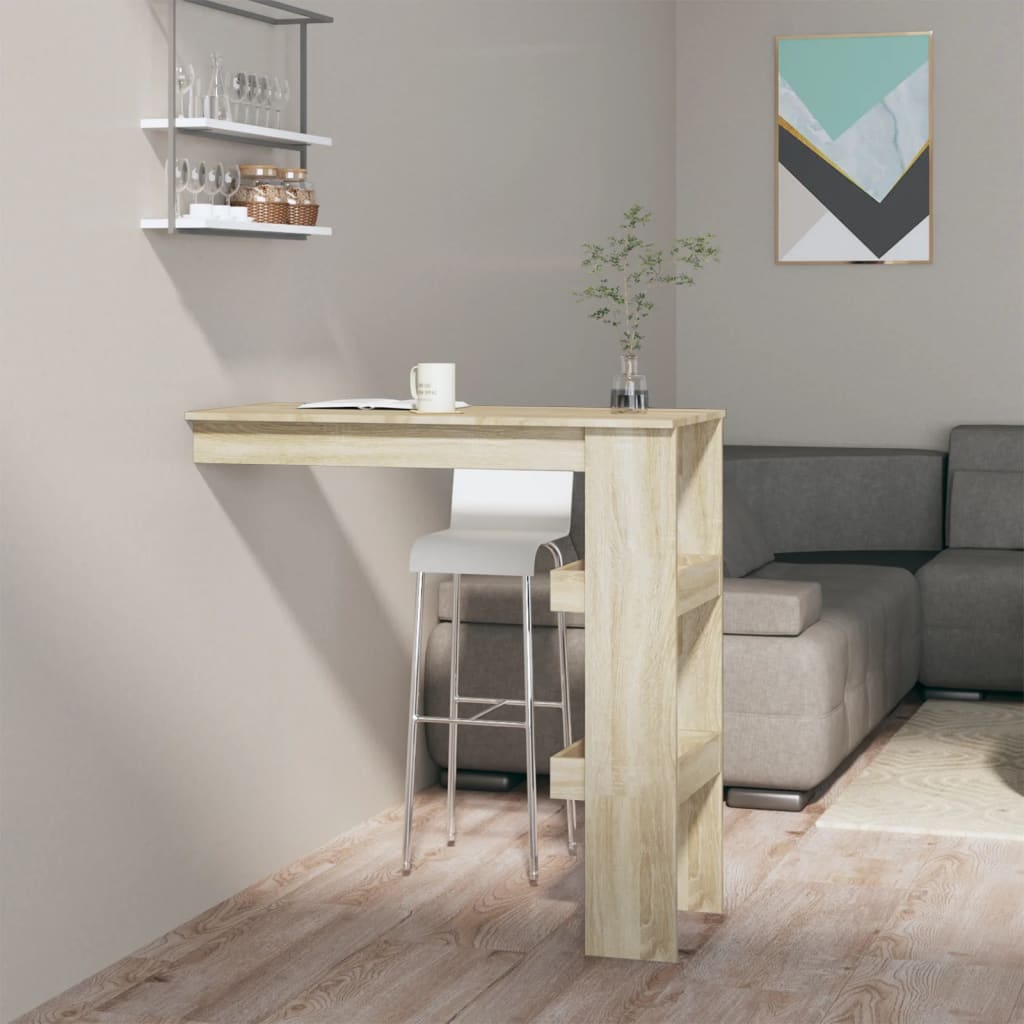 vidaXL Seinäkiinnitettävä baaripöytä tammi 102x45x103,5cm tekninen puu