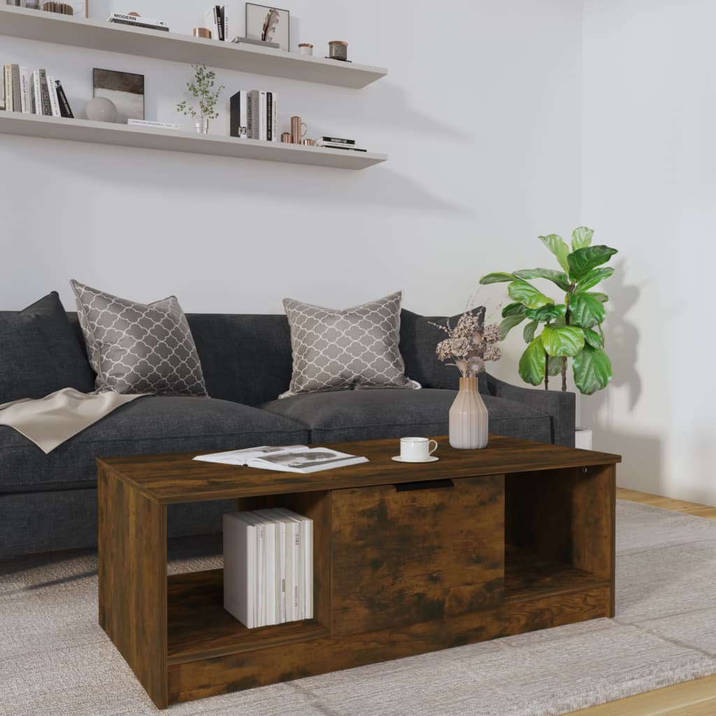vidaXL Sohvapöytä savutammi 102x50x36 cm tekninen puu