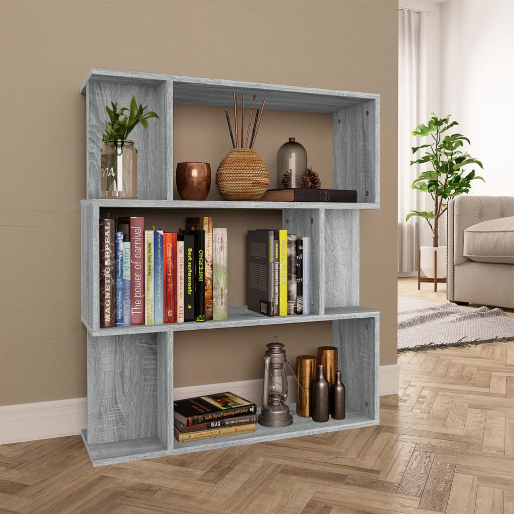 vidaXL Kirjahylly/tilanjakaja harmaa Sonoma 80x24x96 cm tekninen puu