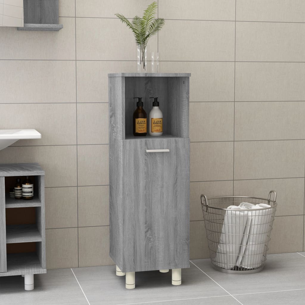vidaXL Kylpyhuoneen kaappi harmaa Sonoma 30x30x95 cm tekninen puu