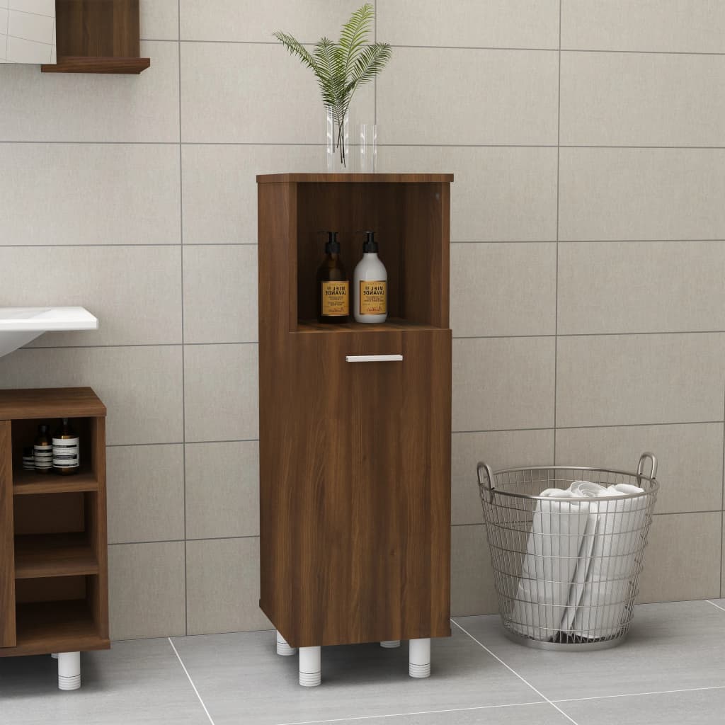 vidaXL Kylpyhuoneen kaappi ruskea tammi 30x30x95 cm tekninen puu
