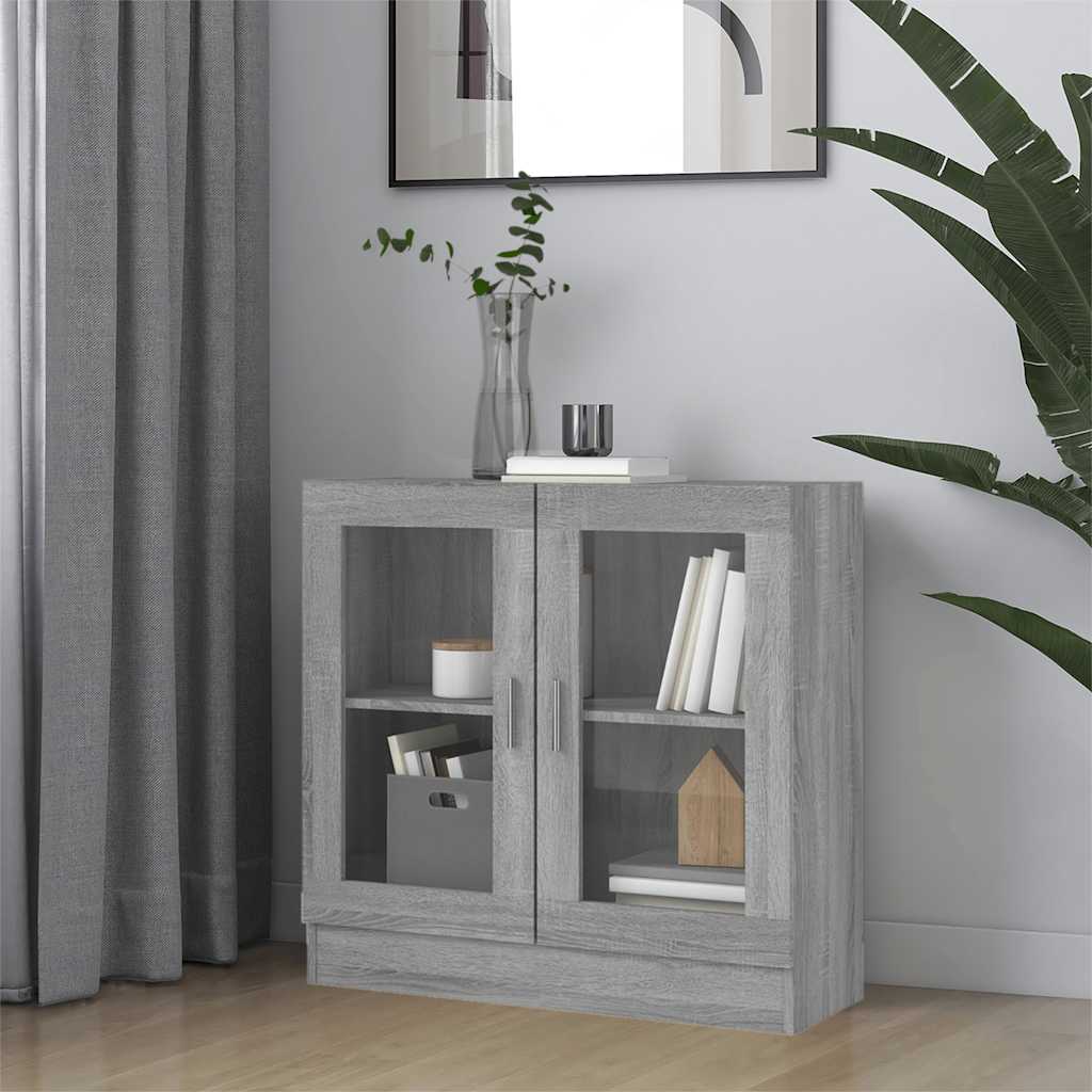 vidaXL Vitriinikaappi harmaa Sonoma 82,5x30,5x80 cm tekninen puu