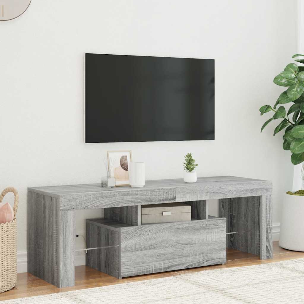 vidaXL TV-taso LED-valoilla harmaa Sonoma 120x35x40 cm