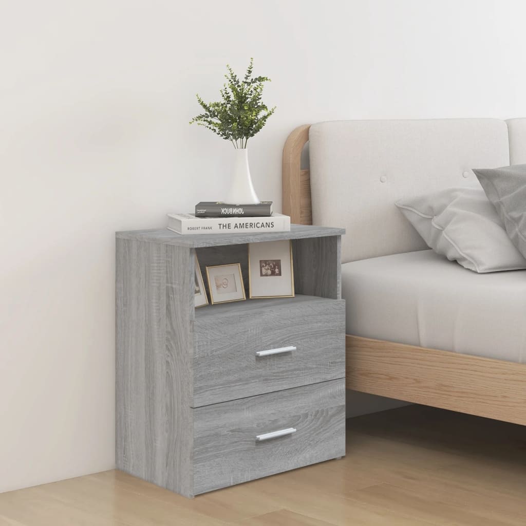 vidaXL Yöpöydät 2 kpl harmaa Sonoma 50x32x60 cm